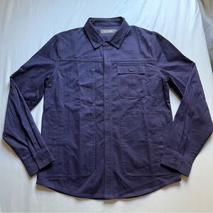 WOLF & MAN indigo purple graphic long sleeve utility workwear shacket shirt